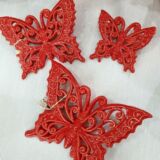 Farfalla in ceramica pugliese di colore rosso farf.ross