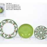 set piatti damasco verde