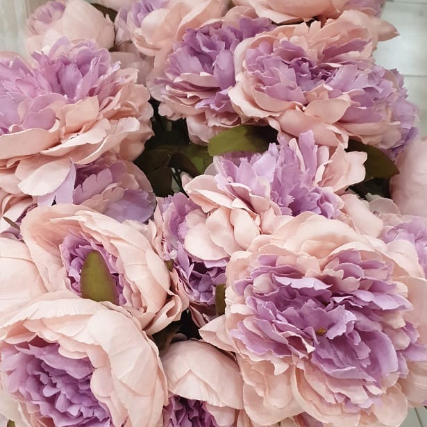 Mazzo di fiori finti Peonie artificiali rosa e lilla