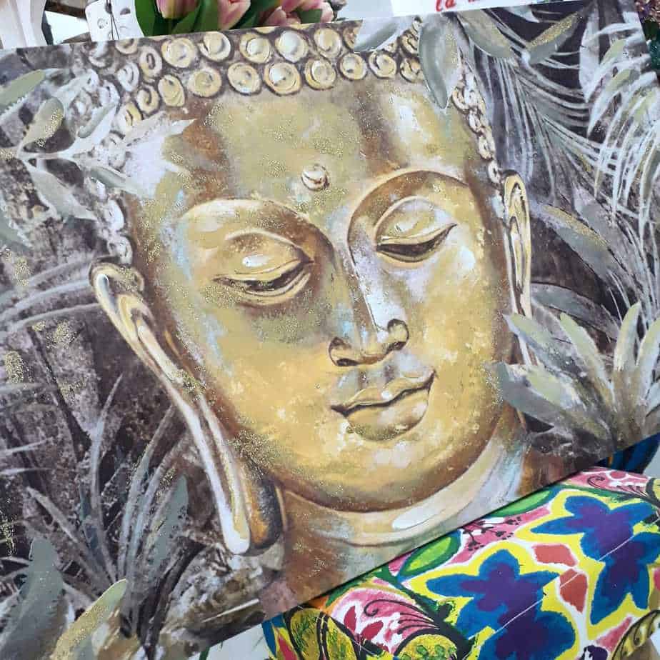 Quadro moderno shabby Buddha su tela metrica