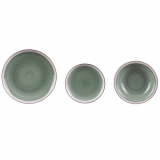 Servizio piatti in ceramica 18 pezzi verde bordi bianchi 67045
