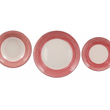 Servizio piatti in ceramica 18 pezzi decoro rosso 71498