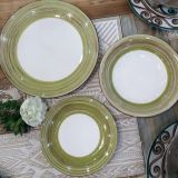 Servizio piatti in ceramica da 18 pezzi verdi bianco 71501