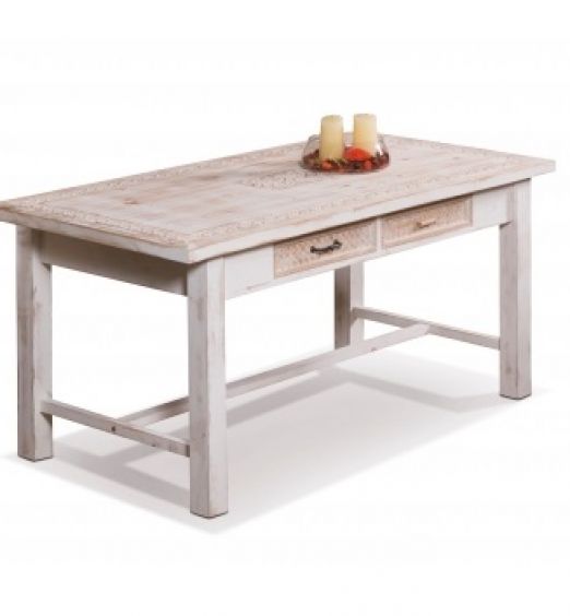 Tavolo in legno con 2 cassetti stile shabby shic 60183