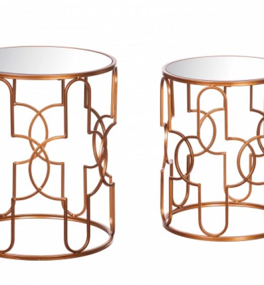 Set 2 tavolini in vetro con struttura in ferro