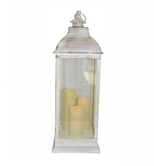 Lanterna decorativa con candele led e pareti in vetro