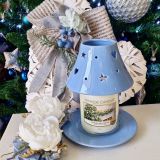 Paralume e Piattino Ceramica Traforata Azzurra con Giara Yankee Candle