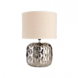 Lampada Glam Chic da tavolo bombata ceramica argento APU848