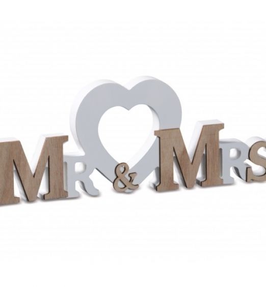 Decorazione da interno in legno scritta Mr e Mrs 66687