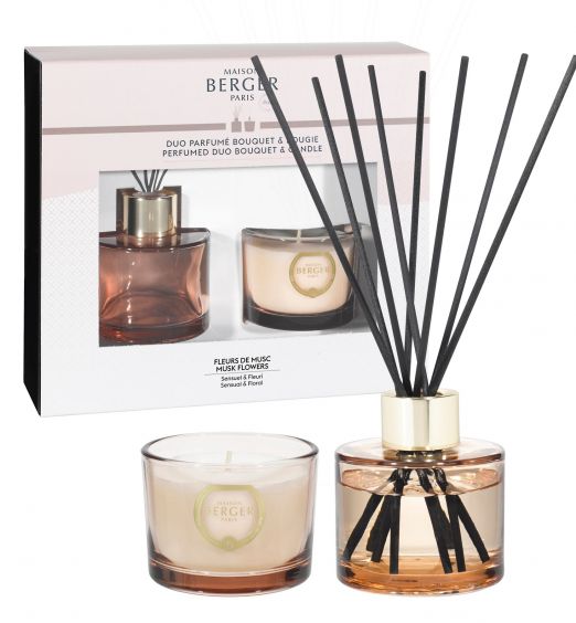 Maison Berger - Perfumed Duo Bouquet & Candle Musk Flowers 6618-BER