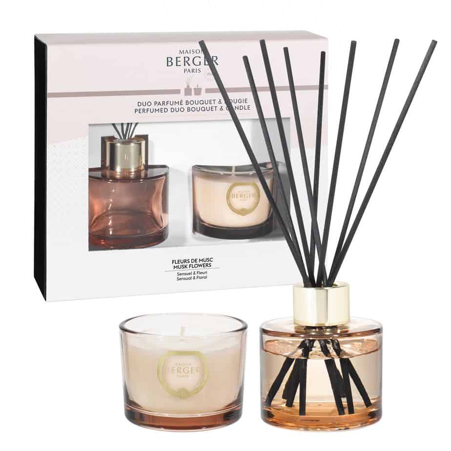 Maison Berger - Perfumed Duo Bouquet & Candle Musk Flowers