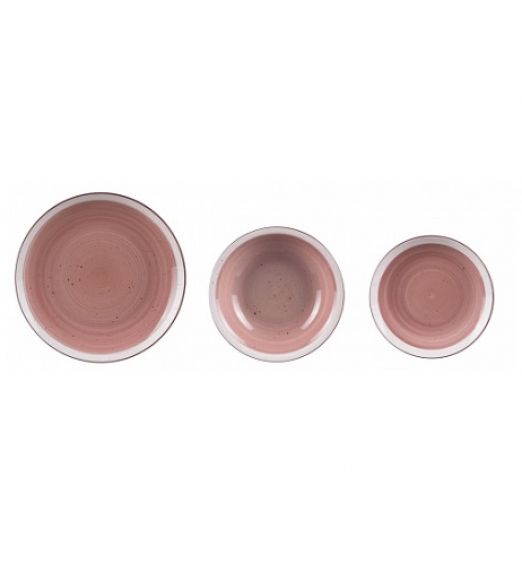 Servizio piatti in ceramica 18 pezzi rosa bordi bianchi 67047