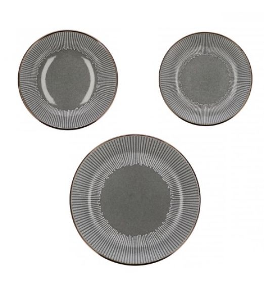 Servizio piatti in ceramica grigio set 18pz fondo piano frutta 74280