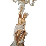 Lampada donna dorata con bambino scultura barocco portalampada