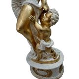 Lampada donna dorata con bambino scultura barocco portalampada