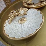 Svuotatasche conchiglia in ceramica bianca dorata stile barocco