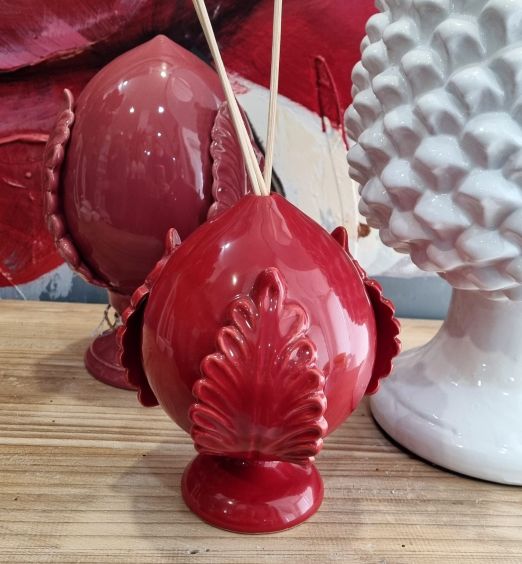 Pumo Profumatore Artigianale in ceramica di Grottaglie color Rosso