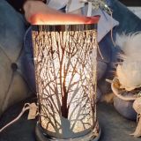 Lampada touch cilindrica in acciaio INOX con decorazione albero