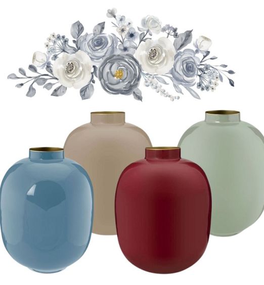 Decorazione casa vasi fiori realizzati in metallo 32cm colori variegati