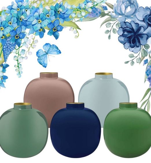 Vasi per fiori 23cm eleganti realizzati in metallo colori tenui variegati