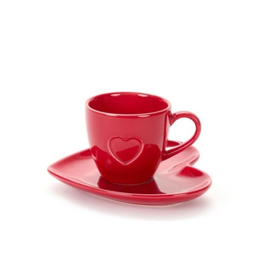 Tazzine caffè Nuvole di stoffa piattino a cuore rosso HGO231509